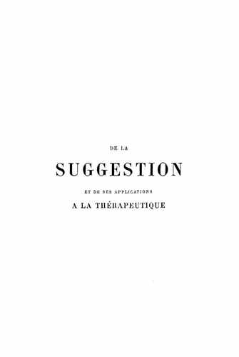 Титульный скан: De la suggestion et de ses applications a la therapeutique