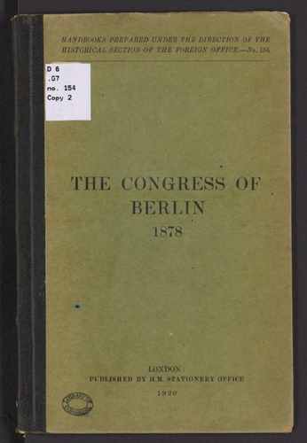 Титульный скан: THE CONGRESS OF BERLIN