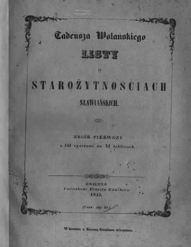 Титульный скан: Volanskiy T Pisma o slavyanskikh drevnostyakh Sobranie pervoe original
