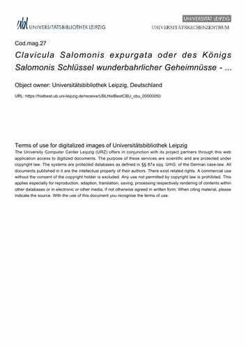 Титульный скан: Clavicula-Salomonis-expurgata version-Cod mag 27 — 72 стр., архивная карточка 547
